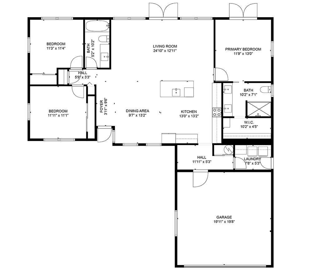 Commercial Real Estate aerial photo A floor plan for a home with two bedrooms and two bathrooms.